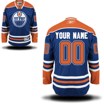 Reebok Edmonton Oilers Mens Premier Home Custom Jersey - Royal Blue